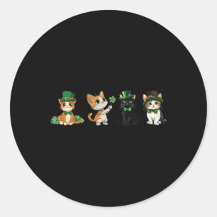 Cat Shamrock St Patricks Day Cute Kitten Lover Iri Classic Round Sticker