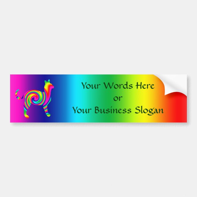 Cat Shaped Rainbow Twist Bumper Sticker (Front)