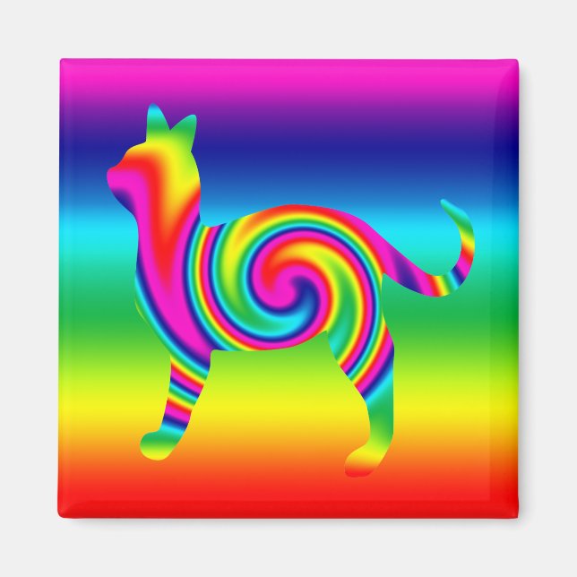 Cat Shaped Rainbow Twist Magnet (Front)