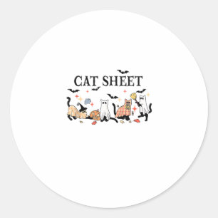 Cat Sheet Cute Black Cats in Ghost Halloween Men W Classic Round Sticker