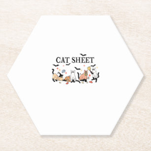 Cat Sheet Cute Black Cats in Ghost Halloween Men W Paper Coaster
