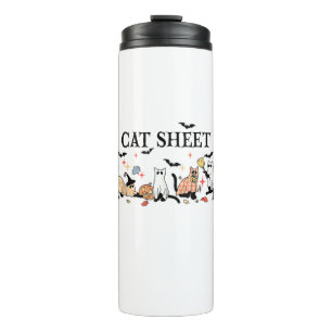 Cat Sheet Cute Black Cats in Ghost Halloween Men W Thermal Tumbler