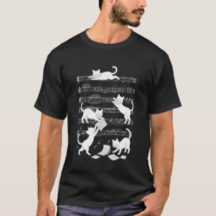 Cat Sheet Music Funny Piano Musician Pet Lover Pia T-Shirt
