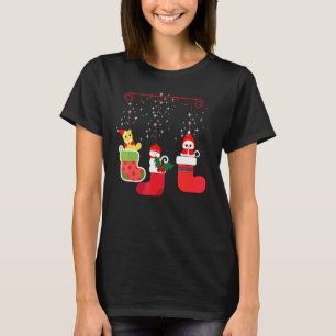 Cat Shih Tzu Christmas Socks Xmas Pajama Pet Puppy T-Shirt