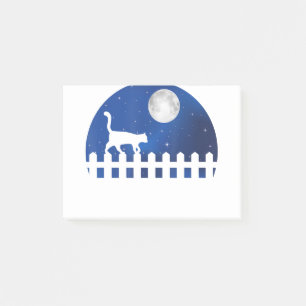 Cat Shirt Cat Moon Tshirt Walking Fence Night Sky Post-it Notes