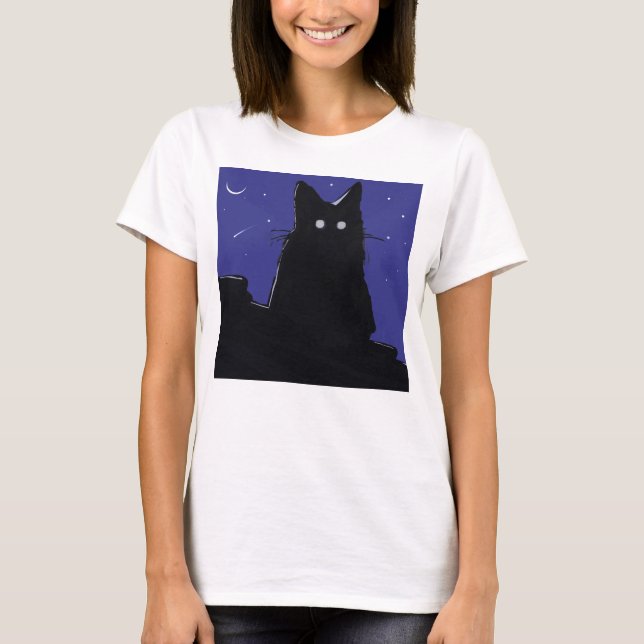 cat shirt on night (Front)