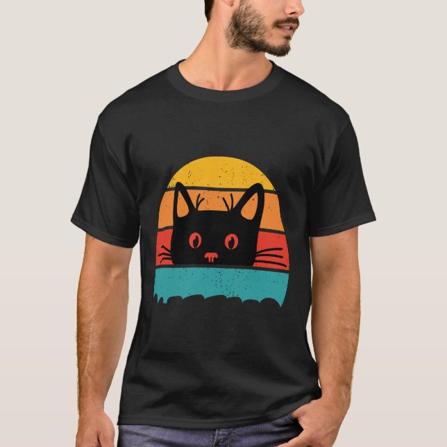 Cat Shirt. Retro Style E T-Shirt (Front)