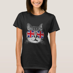 Cat Shirt Union Jack Flag Country Retro England Br