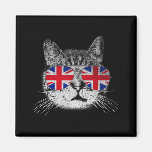 Cat Shirt Union Jack Flag Country Retro England Br Magnet