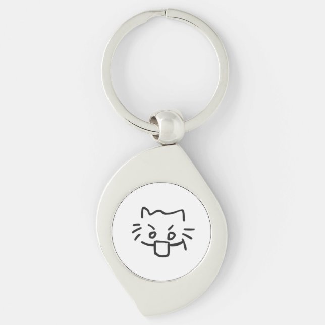cat shocked key ring (Front)