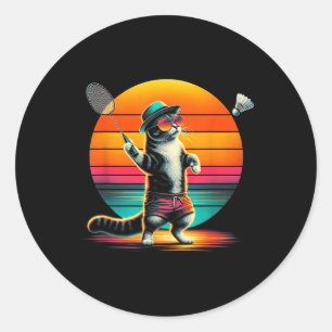 Cat Shuttle Badminton For Men Women Classic Round Sticker