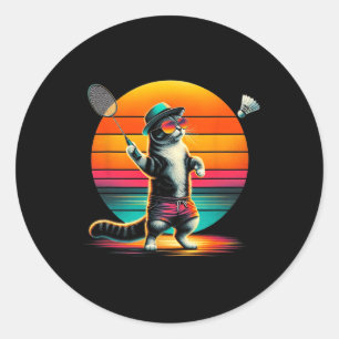 Cat Shuttle Badminton For Men Women Classic Round Sticker