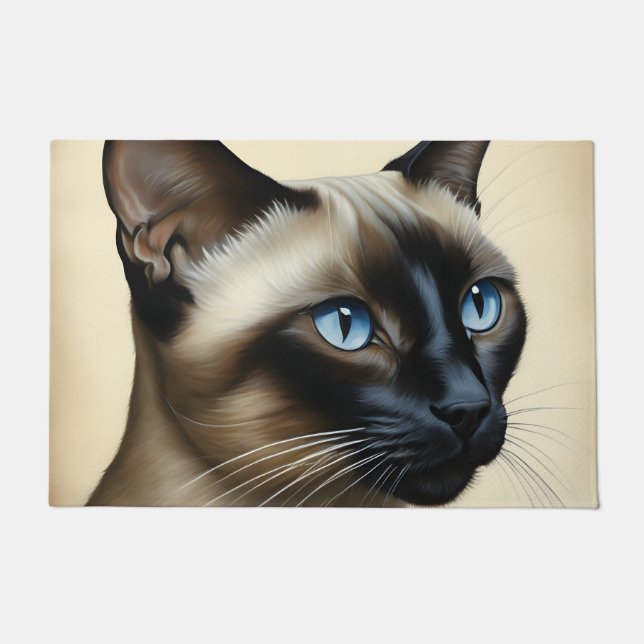 Cat Siamese Feline Art Doormat (Front)