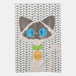 Cat Siamese Tonkinese Personalised Kitty Tea Towel