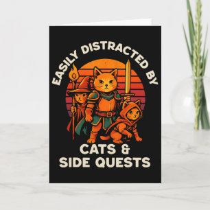 Cat Side Quest Funny Cats Tabletop Gamer Nerd Men Card