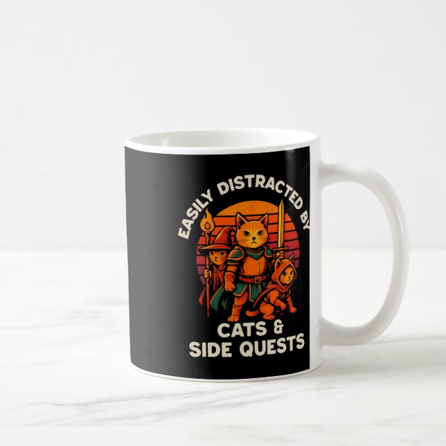 Cat Side Quest Funny Cats Tabletop Gamer Nerd Men  Coffee Mug (Right)
