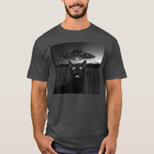 Cat Sie with Alien UFO Funny Gifts for Men Women B T-Shirt