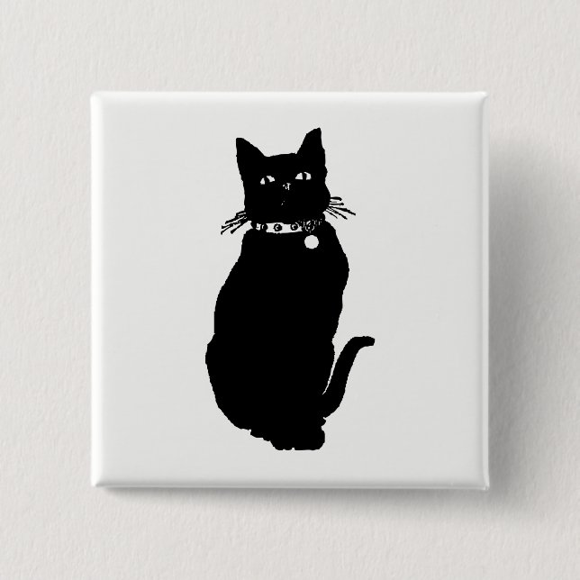 Cat Silhouette 15 Cm Square Badge (Front)