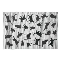 Cat Silhouette Black & White Light Grey Wispy