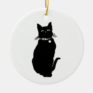 Cat Silhouette Ceramic Ornament