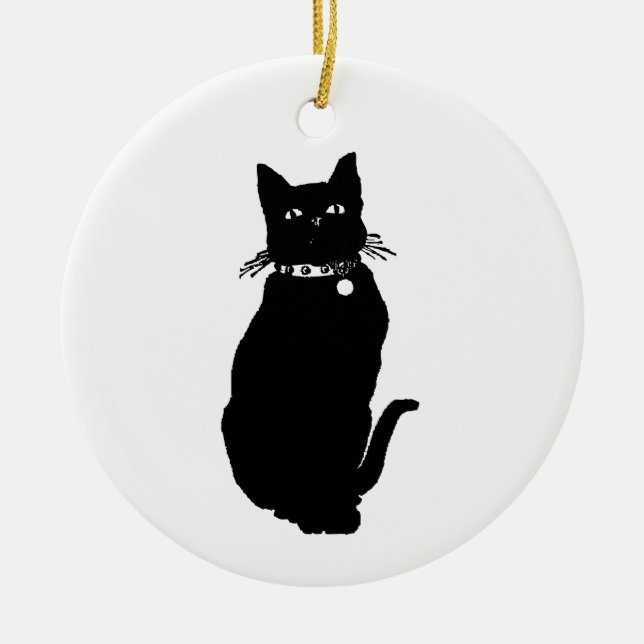 Cat Silhouette Ceramic Ornament (Front)