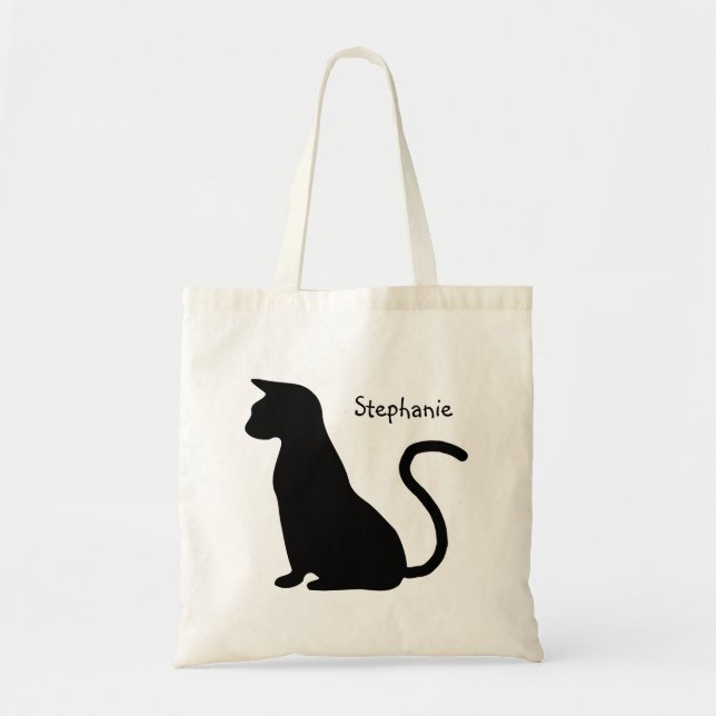 Cat Silhouette Design Tote Bag (Front)