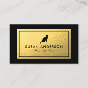 Cat Silhouette - Faux Gold Foil Business Card