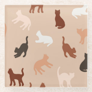 Cat silhouette glass coaster