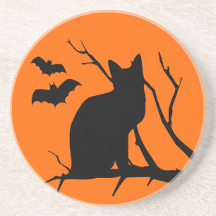 Cat Silhouette Halloween Coaster