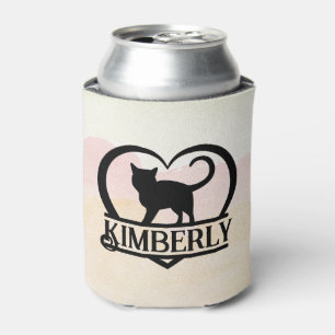 Cat Silhouette Heart Split Monogram Can Cooler
