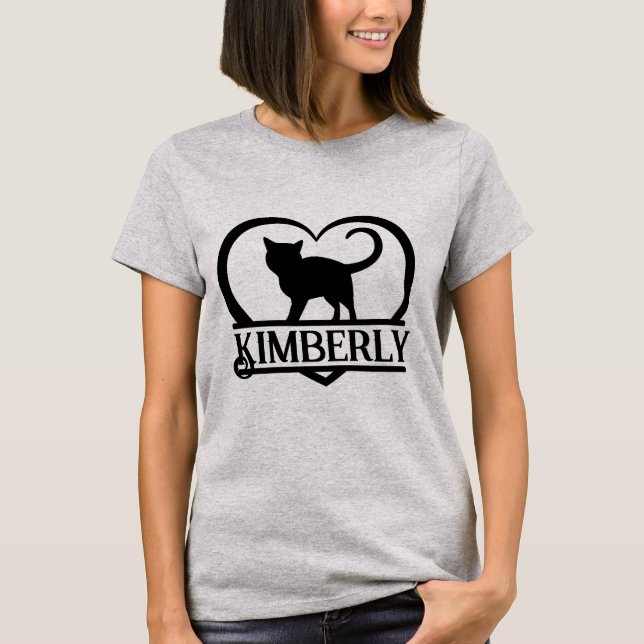 Cat Silhouette Heart Split Monogram T-Shirt (Front)