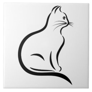 Cat silhouette illustration ceramic tile
