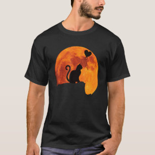 Cat Silhouette in Full Moon. Red Moon Cats Mum And T-Shirt
