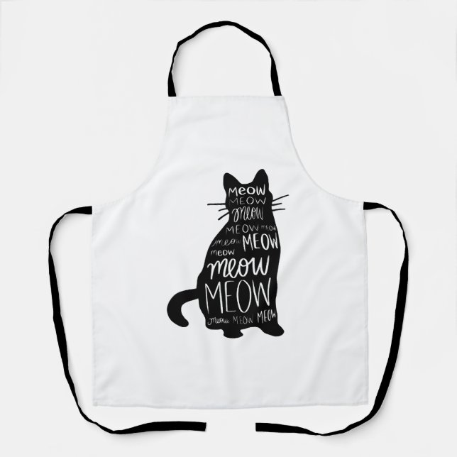 Cat Silhouette Meow Apron (Front)
