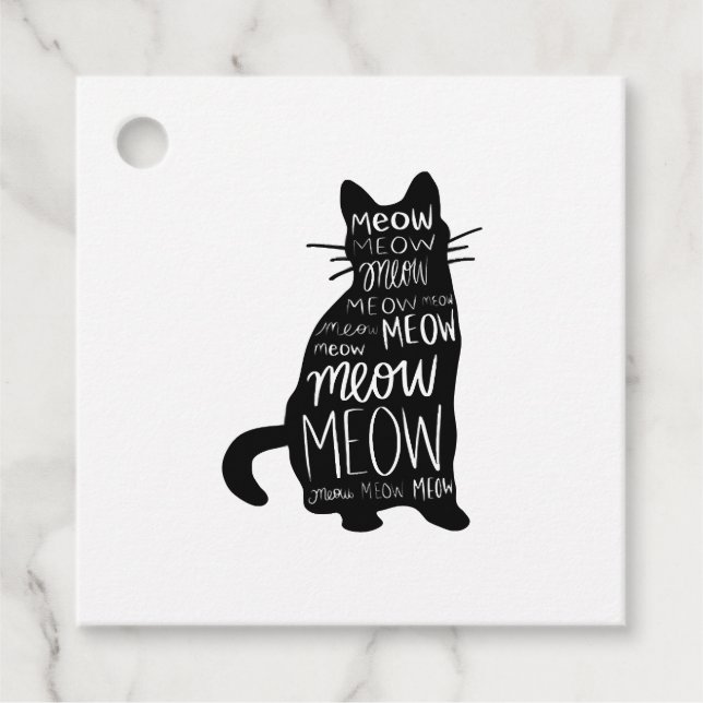Cat Silhouette Meow Favour Tags (Front)