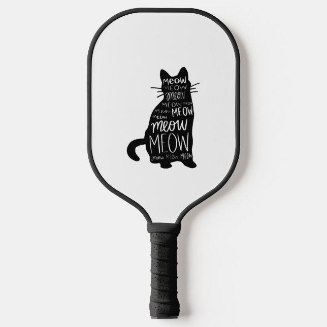 Cat Silhouette Meow Pickleball Paddle (Front)