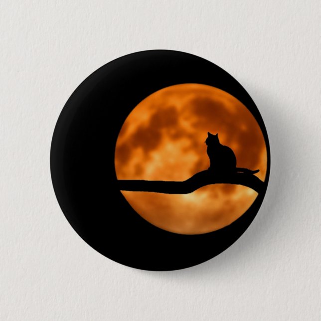 Cat Silhouette Moonlight Button (Front)