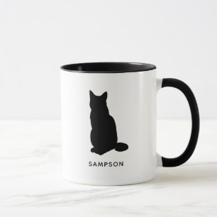 cat silhouette personalised name mug