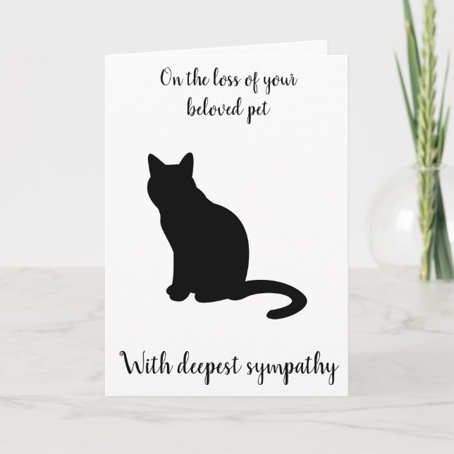 Cat silhouette photo custom pet sympathy card (Front)