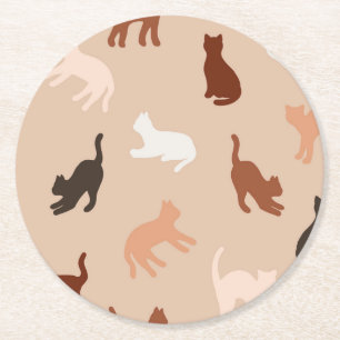 Cat silhouette round paper coaster
