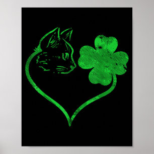 Cat Silhouette Shamrock St Patricks Day Kitten Lov Poster