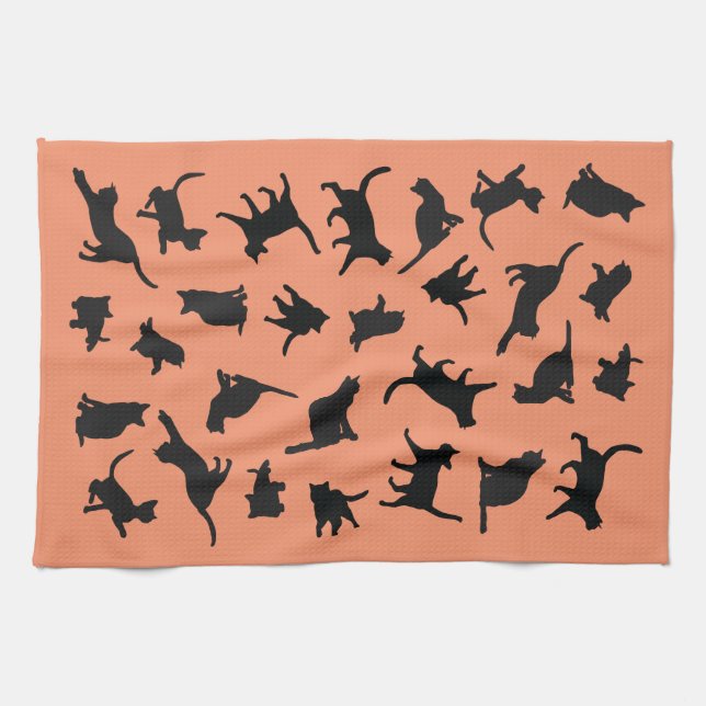 Cat Silhouette Tea Towel (Horizontal)