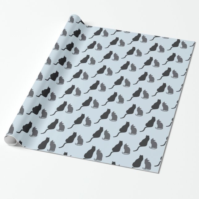 Cat silhouette wrapping paper (Unrolled)