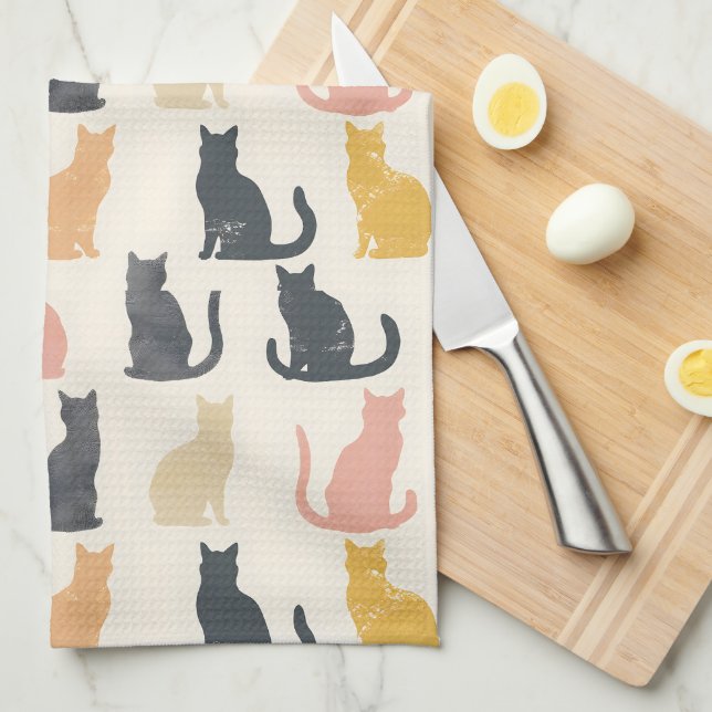 Cat Silhouettes Kitchen Towel (Quarter Fold)