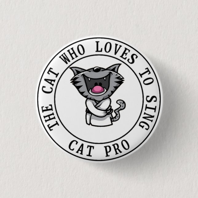Cat singer   3 cm round badge (Front)