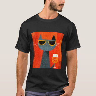 cat Sipping Orange Drink in a Cool Manner T-Shirt