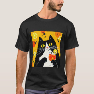 cat Sipping Orange Drink in a Cool Manner T-Shirt