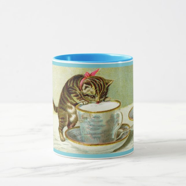 Cat Sipping Tea Custom Mug (Center)