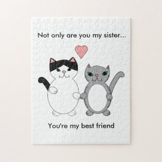 Cat Sister Best Friend Cute Kitty Love Personalise Jigsaw Puzzle