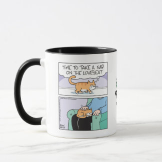 Cat sits on Loveseat (lap)  Mug